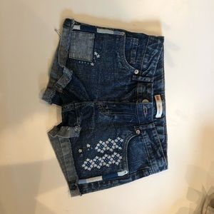 Embroidered jean shorts